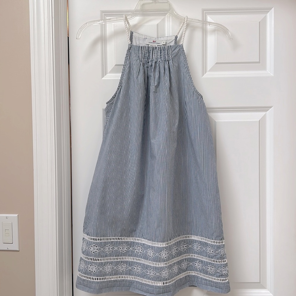 Vineyard Vines Sandbar Blue White Stripe Embroidered Dress Womens Size Small S